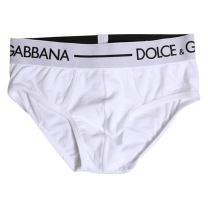 Dolce &amp; Gabbana – Weiße, normale Slip-Unterhose aus Baumwollstretch