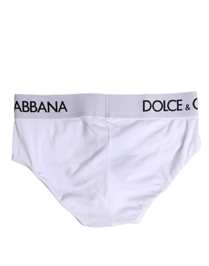 Dolce &amp; Gabbana – Weiße, normale Slip-Unterhose aus Baumwollstretch