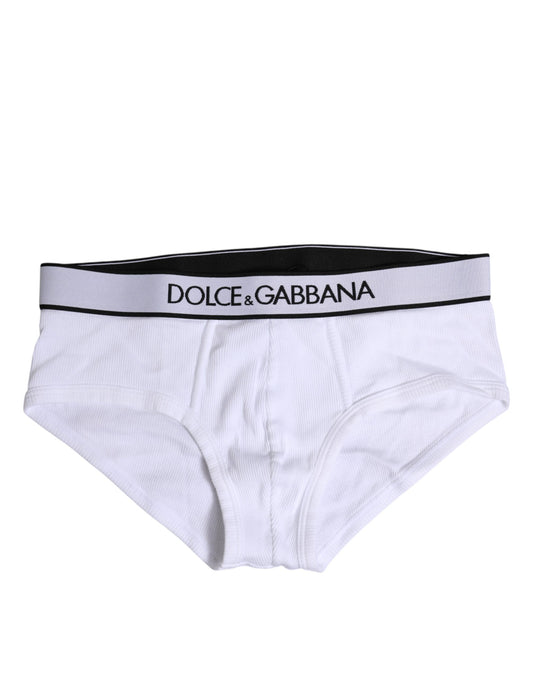Dolce &amp; Gabbana – Weiße, normale Slip-Unterhose aus Baumwollstretch