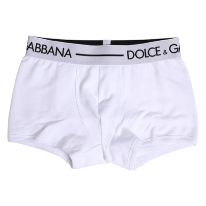 Dolce &amp; Gabbana – Boxershorts aus weißem Baumwollstretch in normaler Passform
