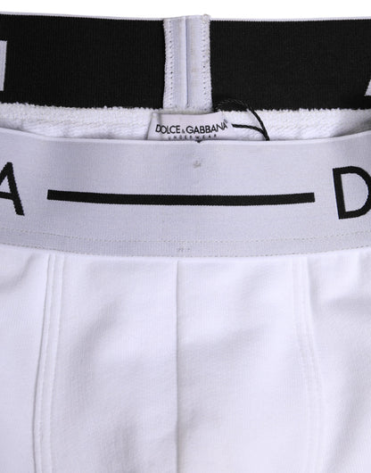 Dolce &amp; Gabbana – Boxershorts aus weißem Baumwollstretch in normaler Passform