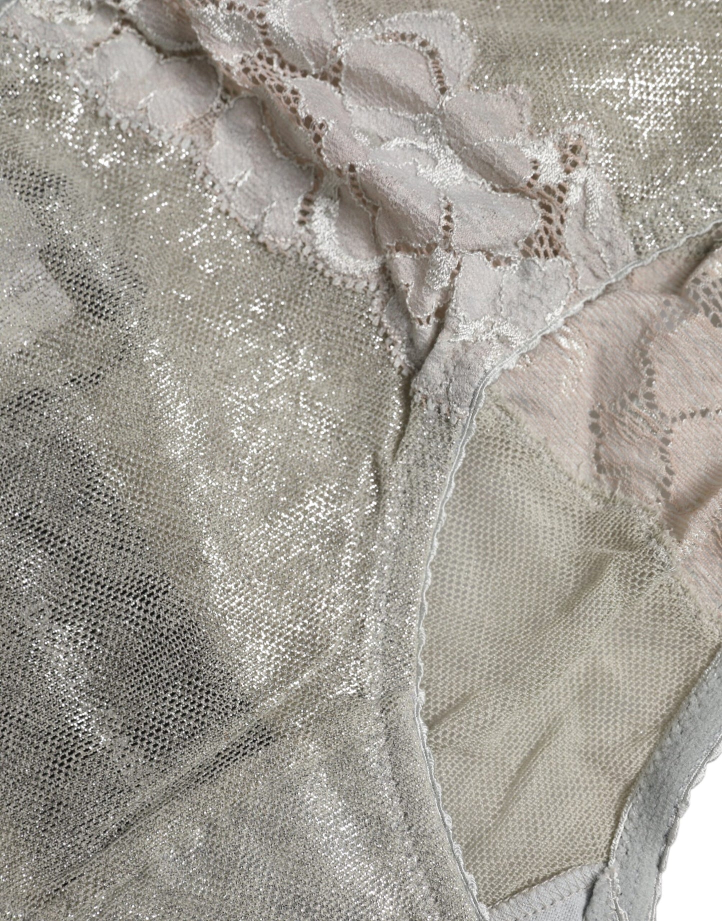 Dolce &amp; Gabbana – Graue Baumwoll-Höschenunterwäsche mit Blumenspitze und hoher Taille