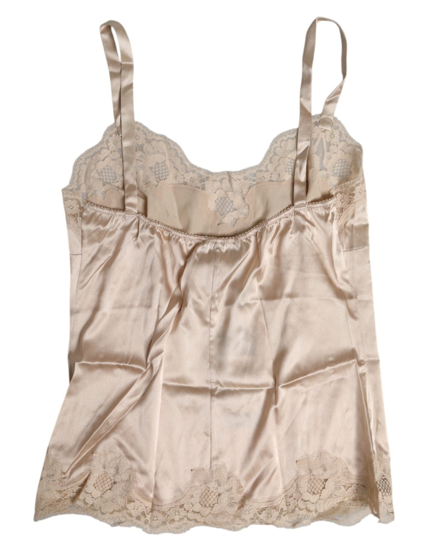Dolce &amp; Gabbana Beige Spitzen-Seidensatin-Tank-Dessous-Unterwäsche