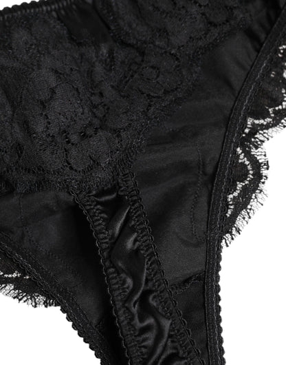Dolce & Gabbana Black Silk Lace Stretch Bikini Panty Underwear