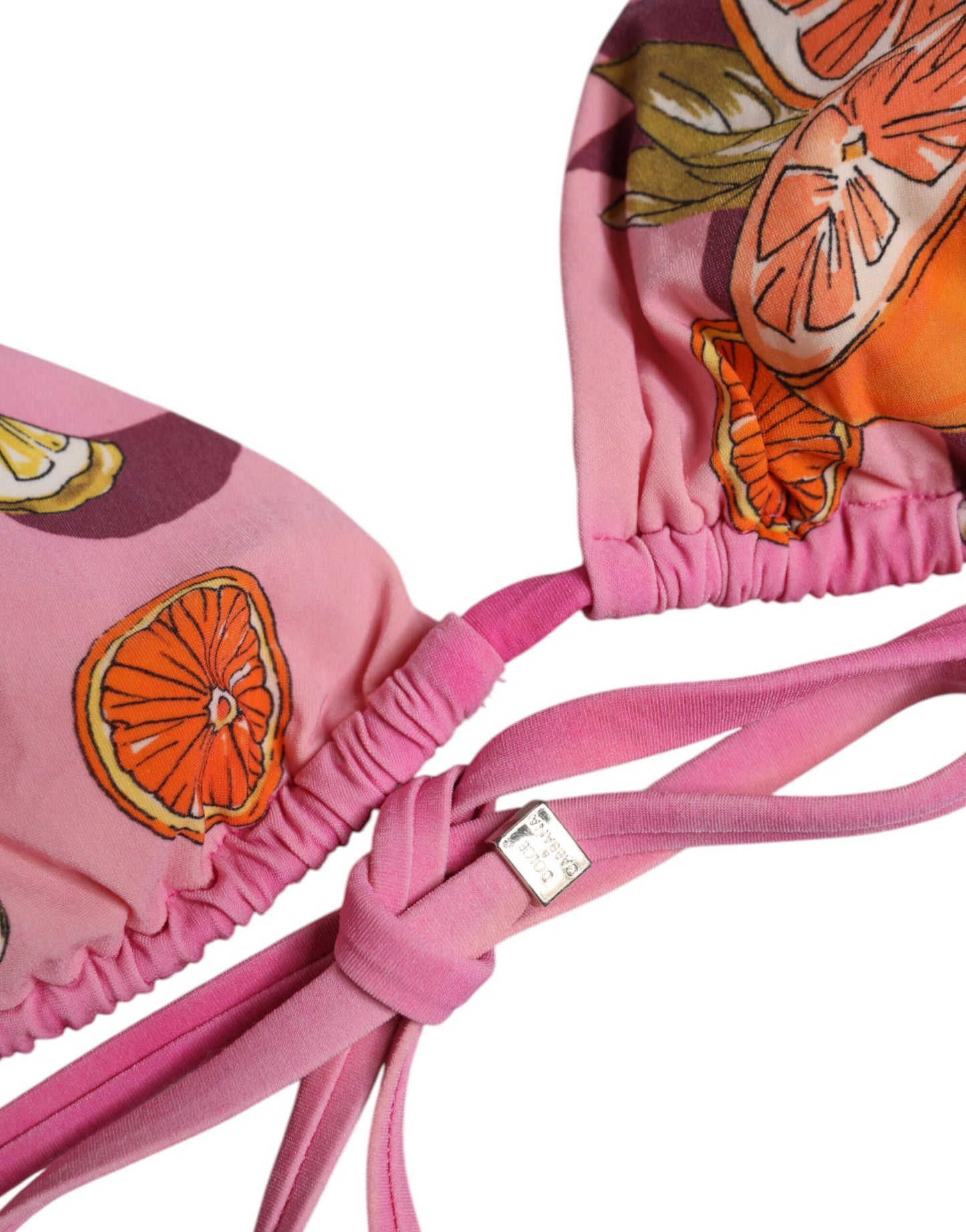 Dolce &amp; Gabbana – Rosa bedruckter Badeanzug, 2-teilig, Oberteil und Unterteil