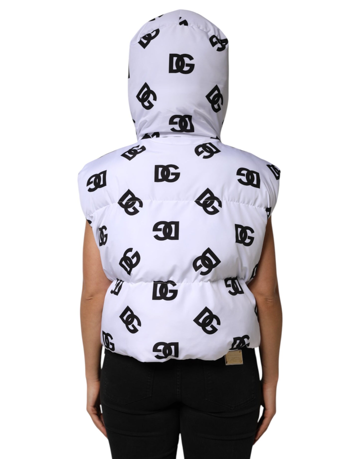 Dolce &amp; Gabbana DG Mania Pufferjacke aus Polyester in Weiß und Schwarz