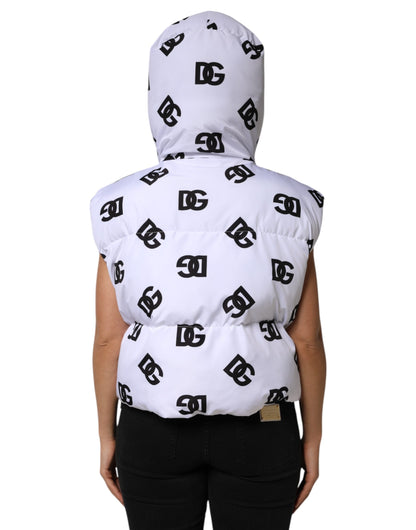 Dolce &amp; Gabbana DG Mania Pufferjacke aus Polyester in Weiß und Schwarz