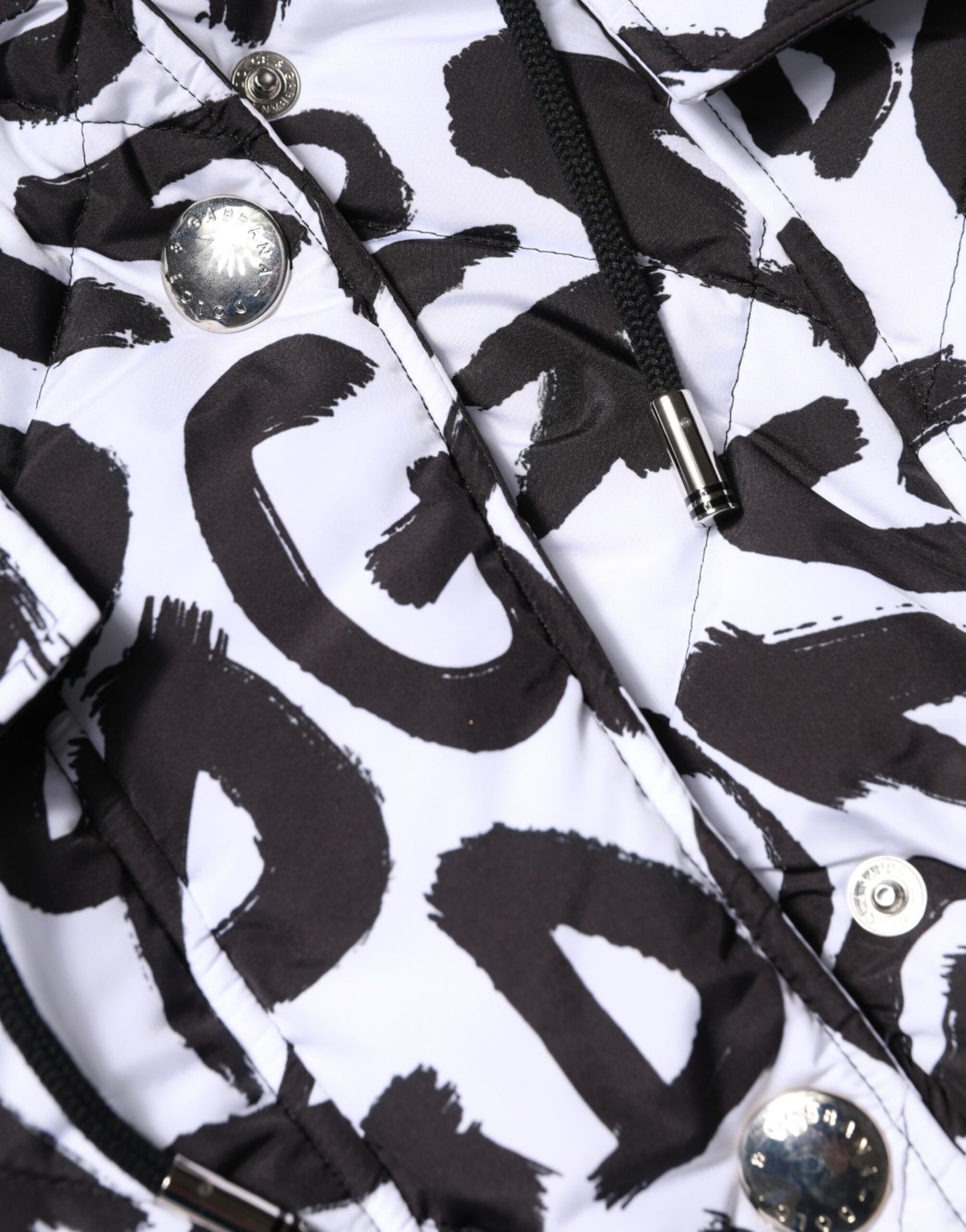 Dolce &amp; Gabbana – Weiße, ärmellose Pufferjacke „DG Mania“ mit Kapuze