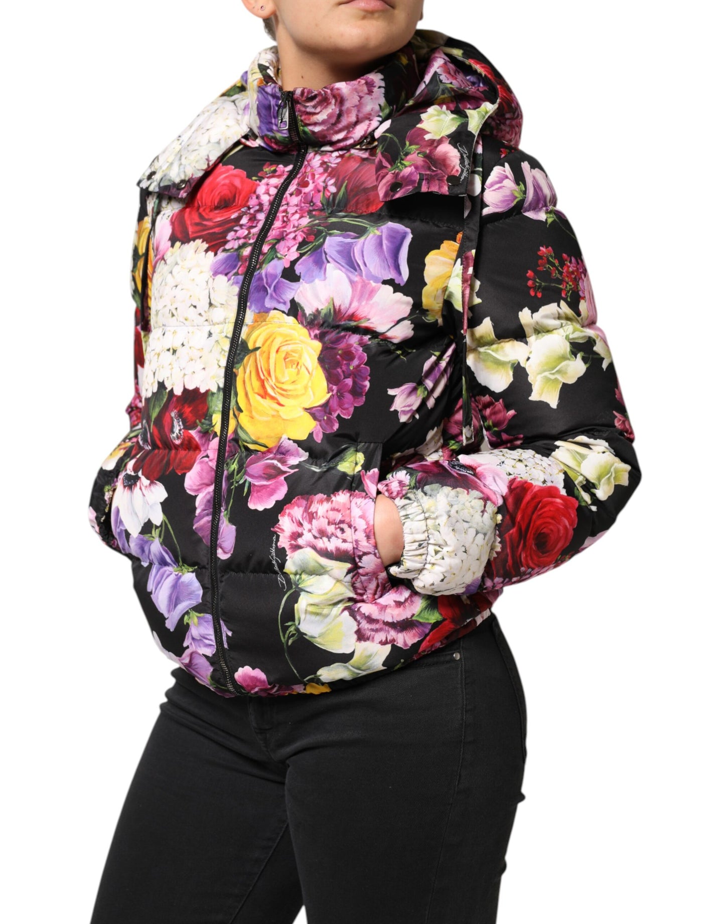 Dolce &amp; Gabbana – Steppjacke mit Kapuze und mehrfarbigem Blumenmuster