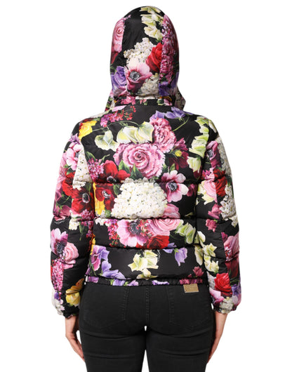 Dolce &amp; Gabbana – Steppjacke mit Kapuze und mehrfarbigem Blumenmuster