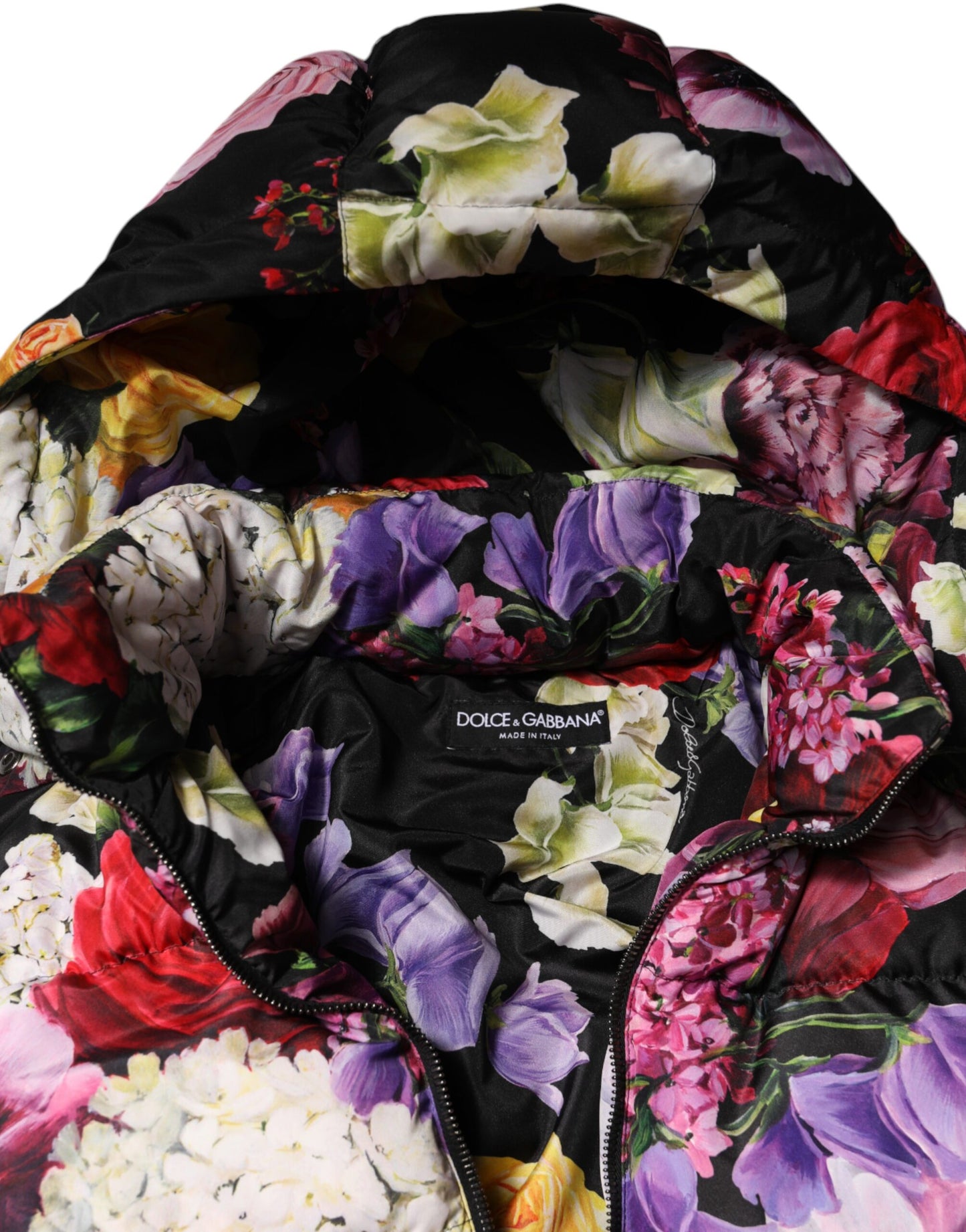 Dolce &amp; Gabbana – Steppjacke mit Kapuze und mehrfarbigem Blumenmuster
