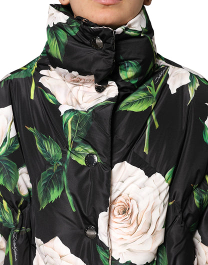 Dolce &amp; Gabbana – Schwarze Steppjacke mit Blumenmuster