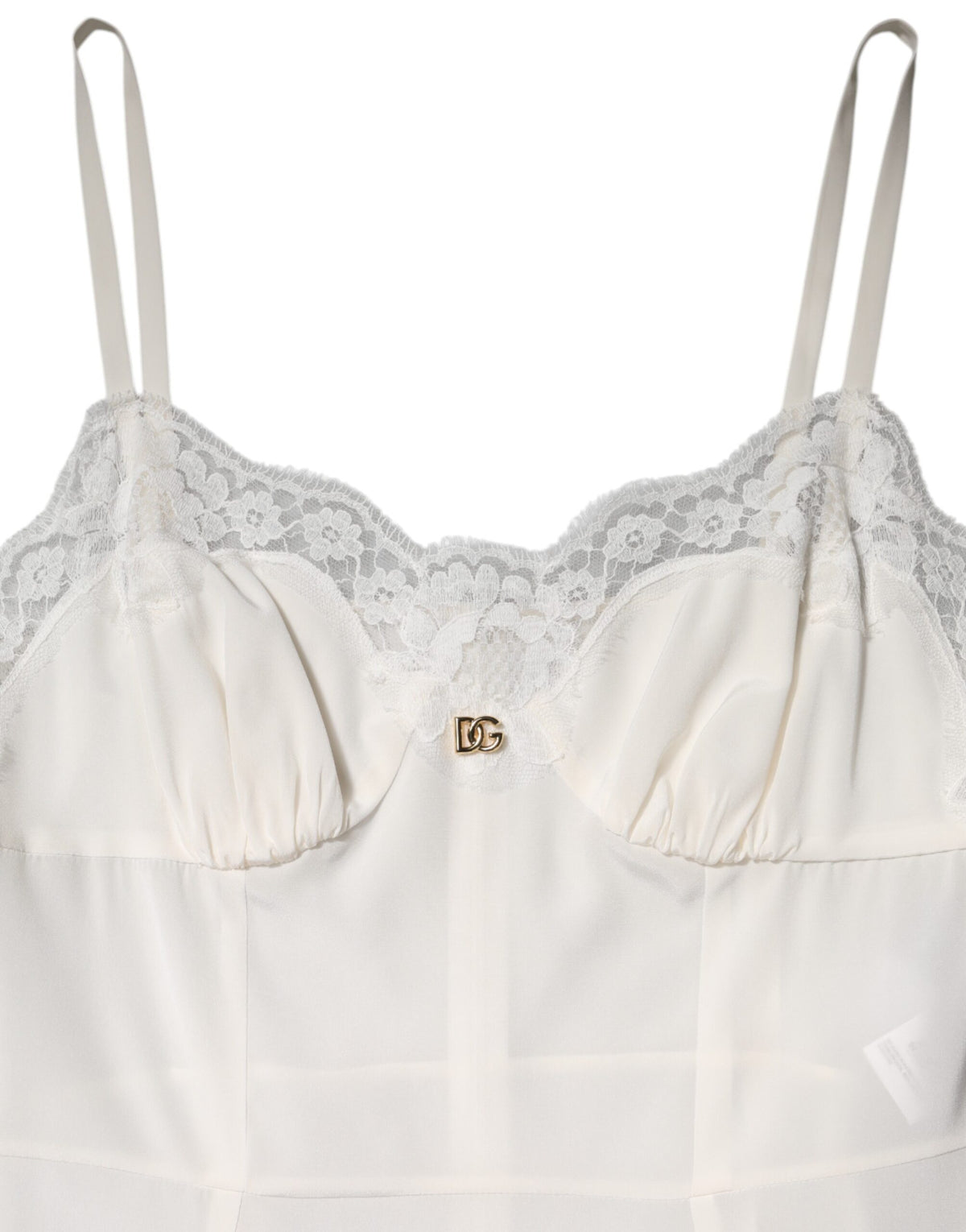 Dolce &amp; Gabbana – Nachthemd aus Seide mit DG-Logo in Weiß
