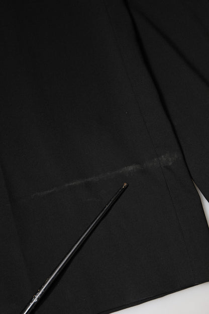 Dolce &amp; Gabbana – Schwarze Hose aus Wolle mit hoher Taille und weitem Bein