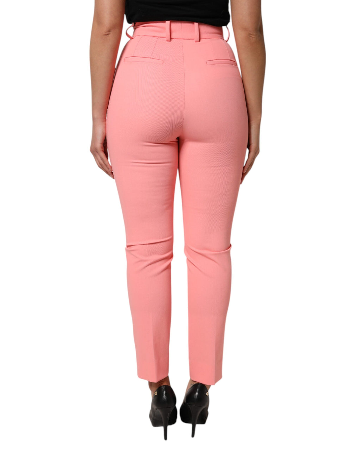 Dolce &amp; Gabbana – Hoch taillierte, schmal zulaufende Hose in Rosa