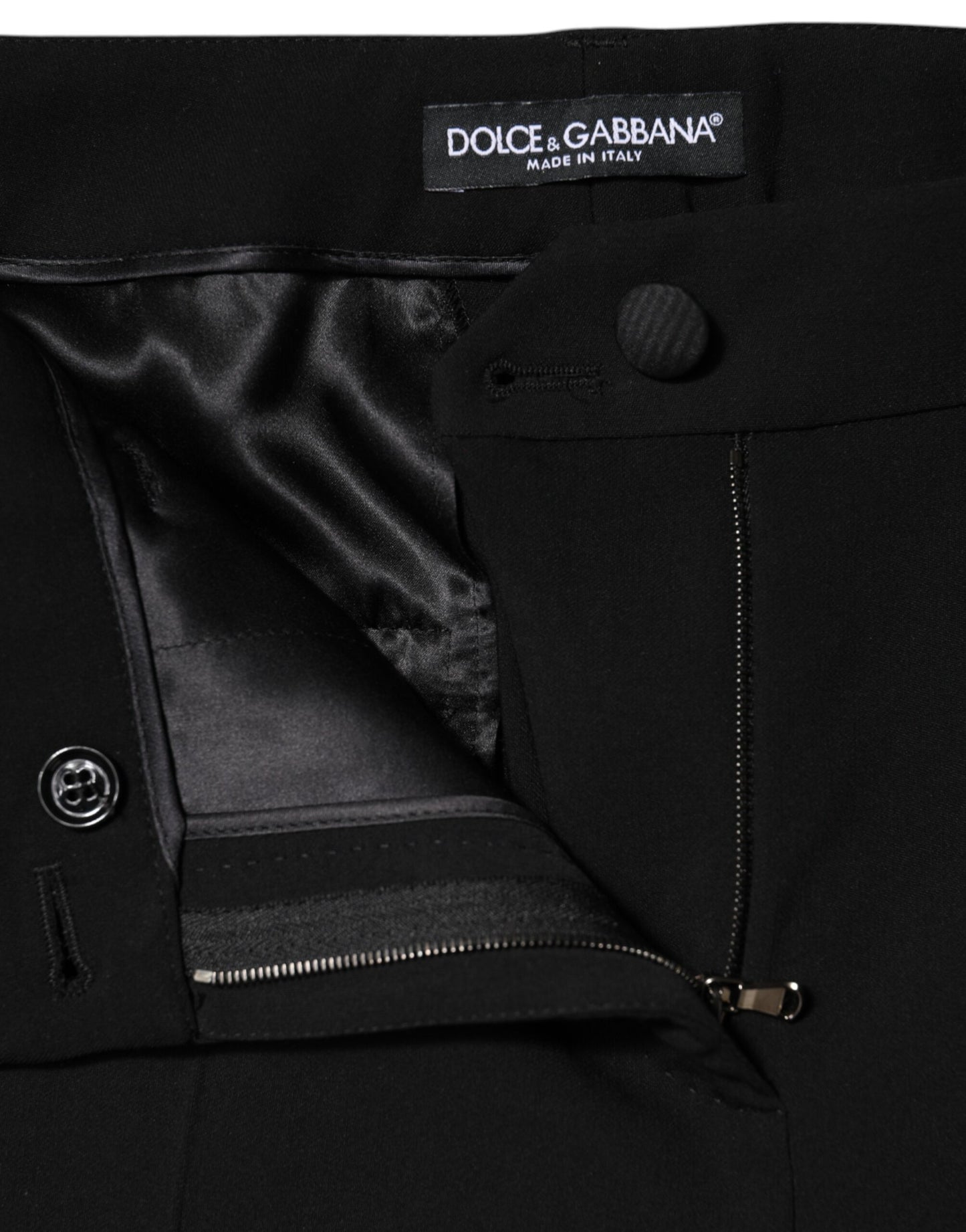 Dolce & Gabbana Black Wool High Waist Tapered Pants