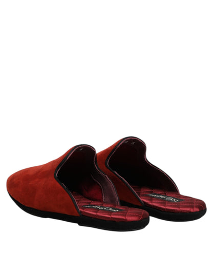 Dolce &amp; Gabbana – Flache Slipper aus Wildleder in Orange