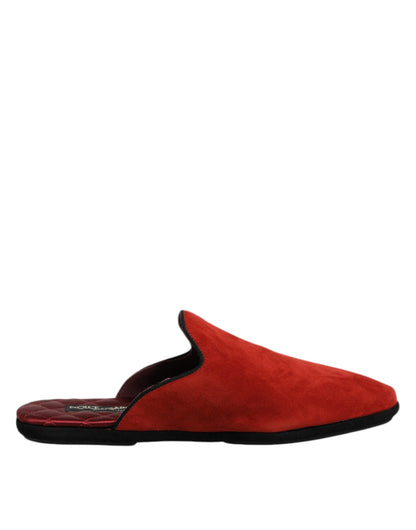 Dolce &amp; Gabbana – Flache Slipper aus Wildleder in Orange