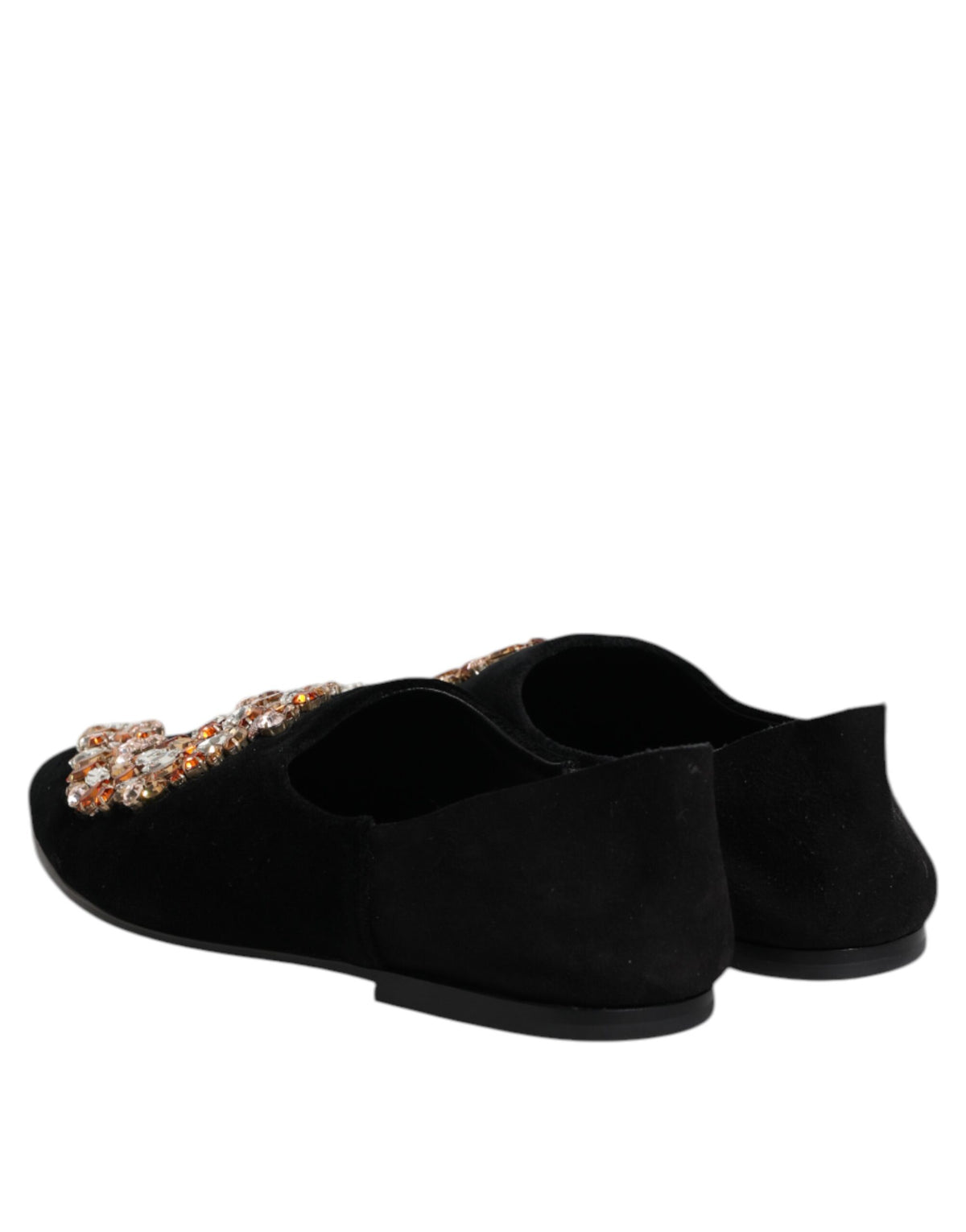 Dolce &amp; Gabbana – Loafer-Schlupfschuhe aus schwarzem Samt mit Verzierung