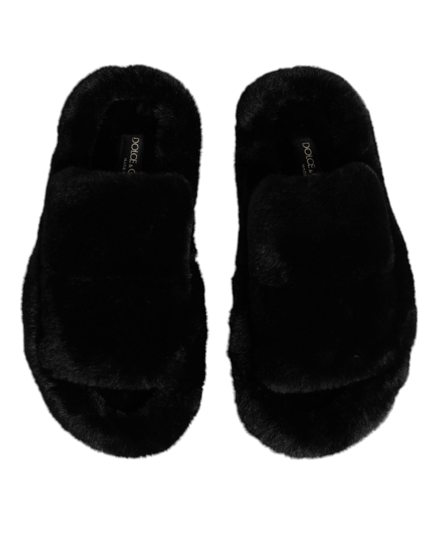 Dolce &amp; Gabbana – Schwarze Slipper aus Polyester-Samt