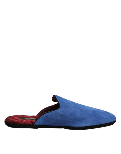 Dolce &amp; Gabbana – Flache Slipper „Capra Slides“ aus Wildleder in Blau