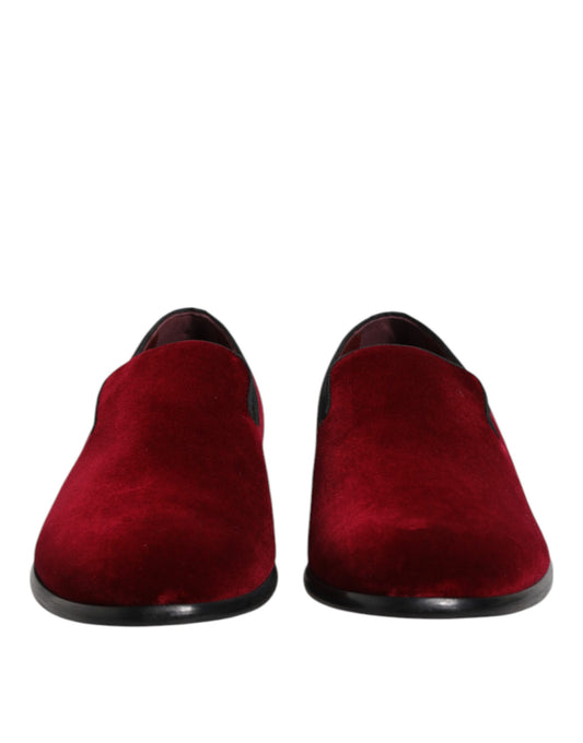 Dolce &amp; Gabbana – Slipper aus rotem Baumwollsamt, formelle Schuhe