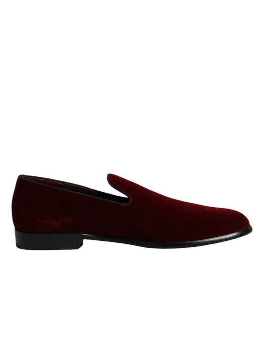 Dolce &amp; Gabbana – Slipper aus rotem Baumwollsamt, formelle Schuhe