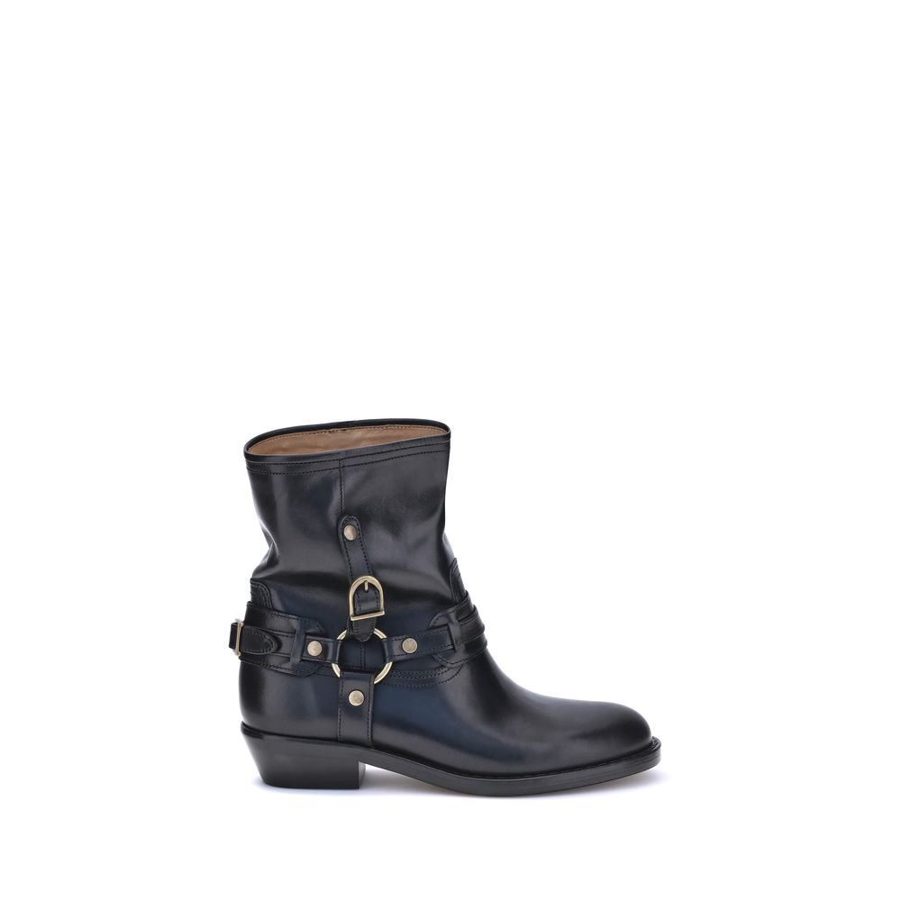 Isabel Marant Schwarze Kalbsleder-Ankle-Boots Modell Bos Taurus