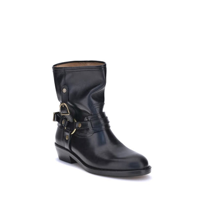 Isabel Marant Schwarze Kalbsleder-Ankle-Boots Modell Bos Taurus