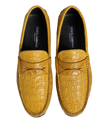 Dolce &amp; Gabbana – Slipper aus exotischem Leder in Gelb