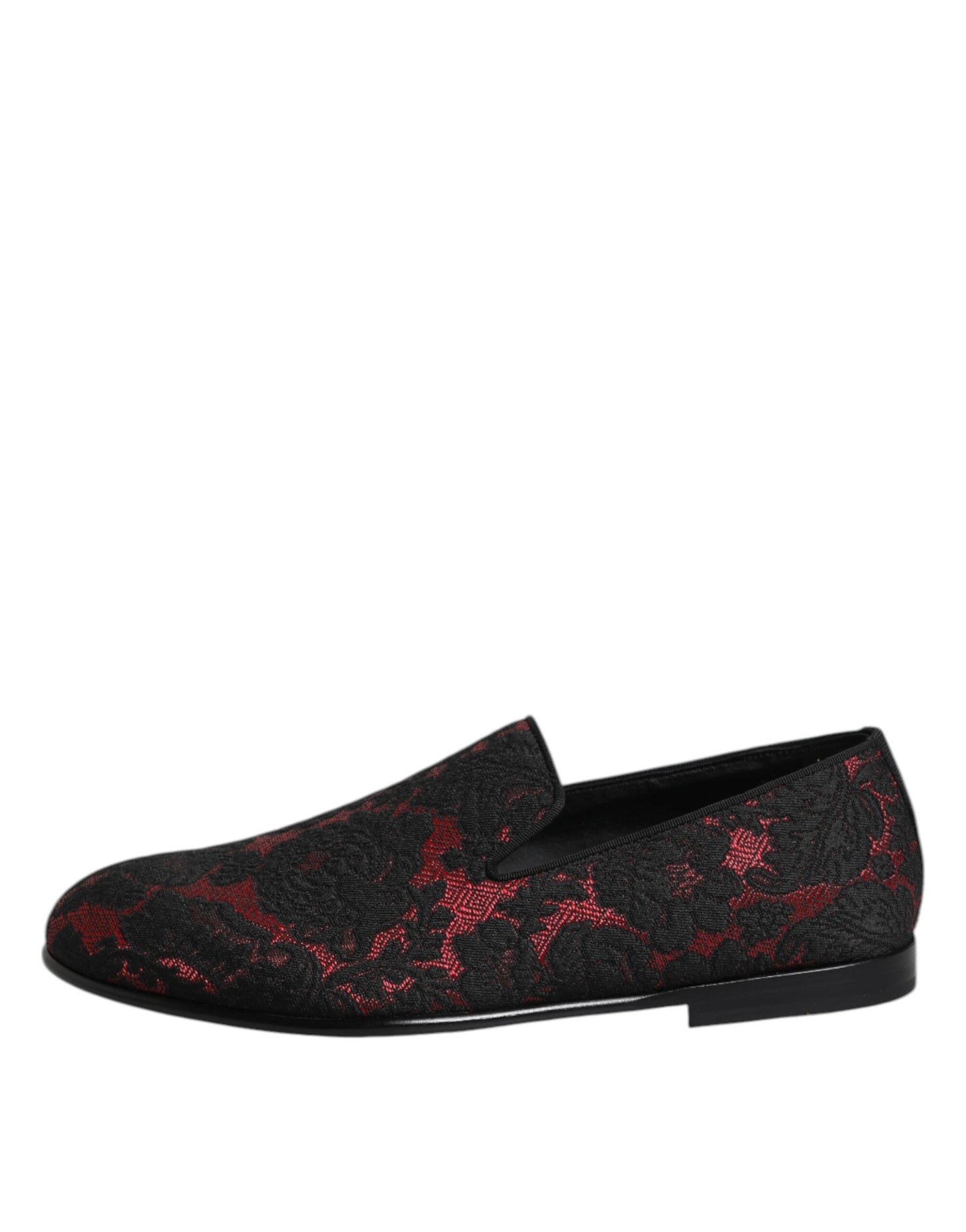 Dolce &amp; Gabbana Rot Schwarz Jacquard Slip On Herren Loafer Schuhe