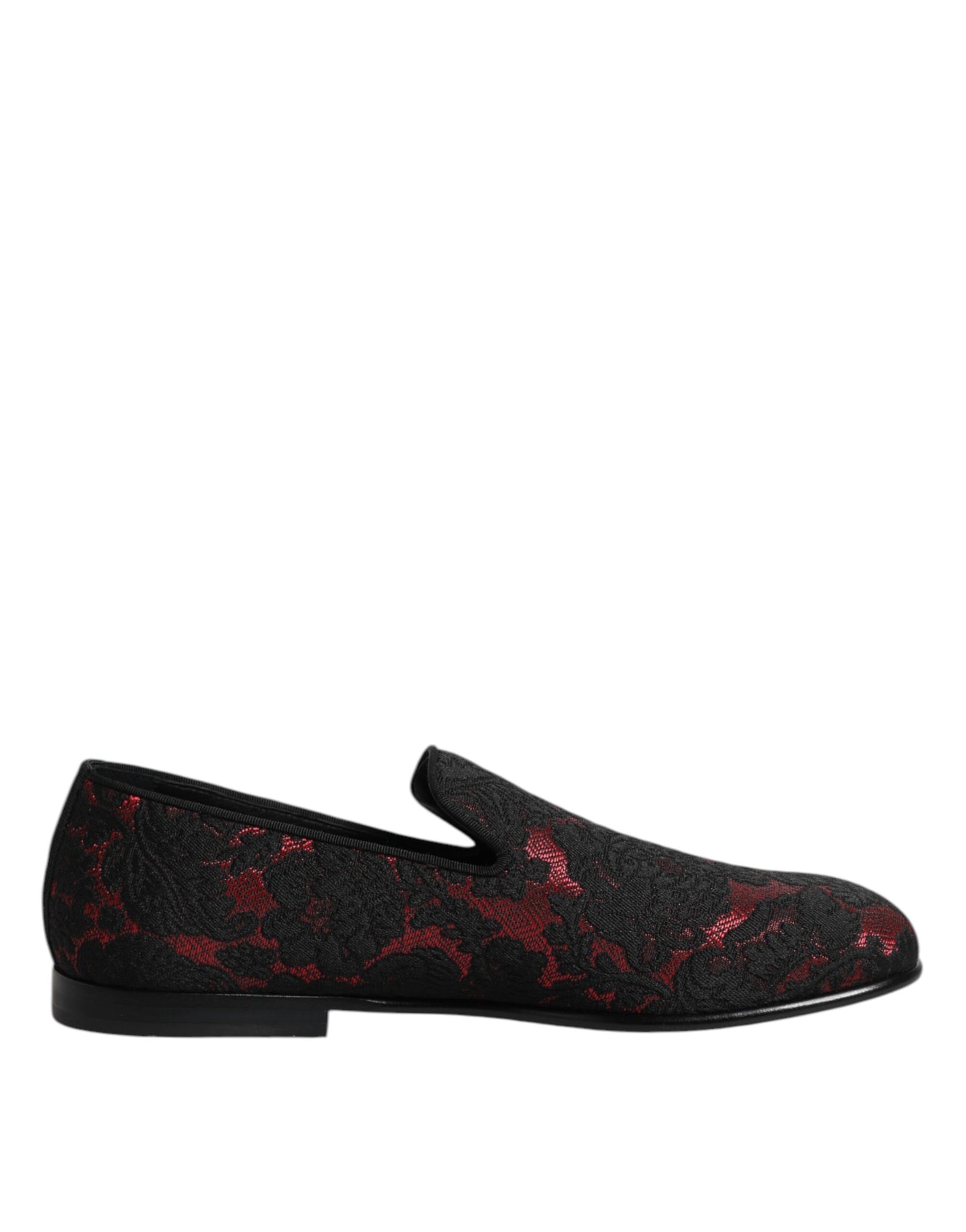 Dolce &amp; Gabbana Rot Schwarz Jacquard Slip On Herren Loafer Schuhe