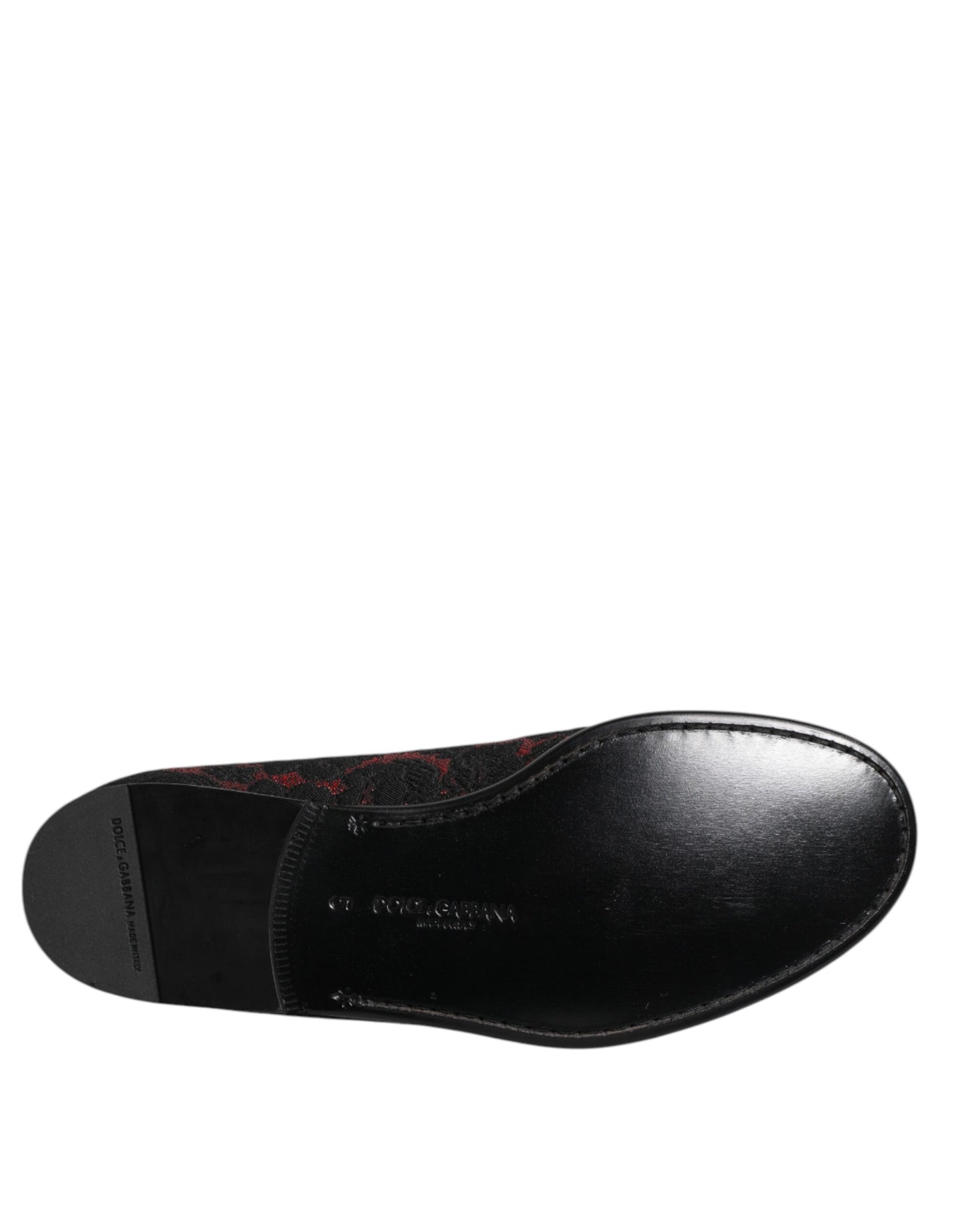 Dolce &amp; Gabbana Rot Schwarz Jacquard Slip On Herren Loafer Schuhe
