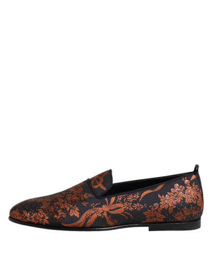 Dolce &amp; Gabbana – Slipper aus schwarzem Jacquard-Polyester