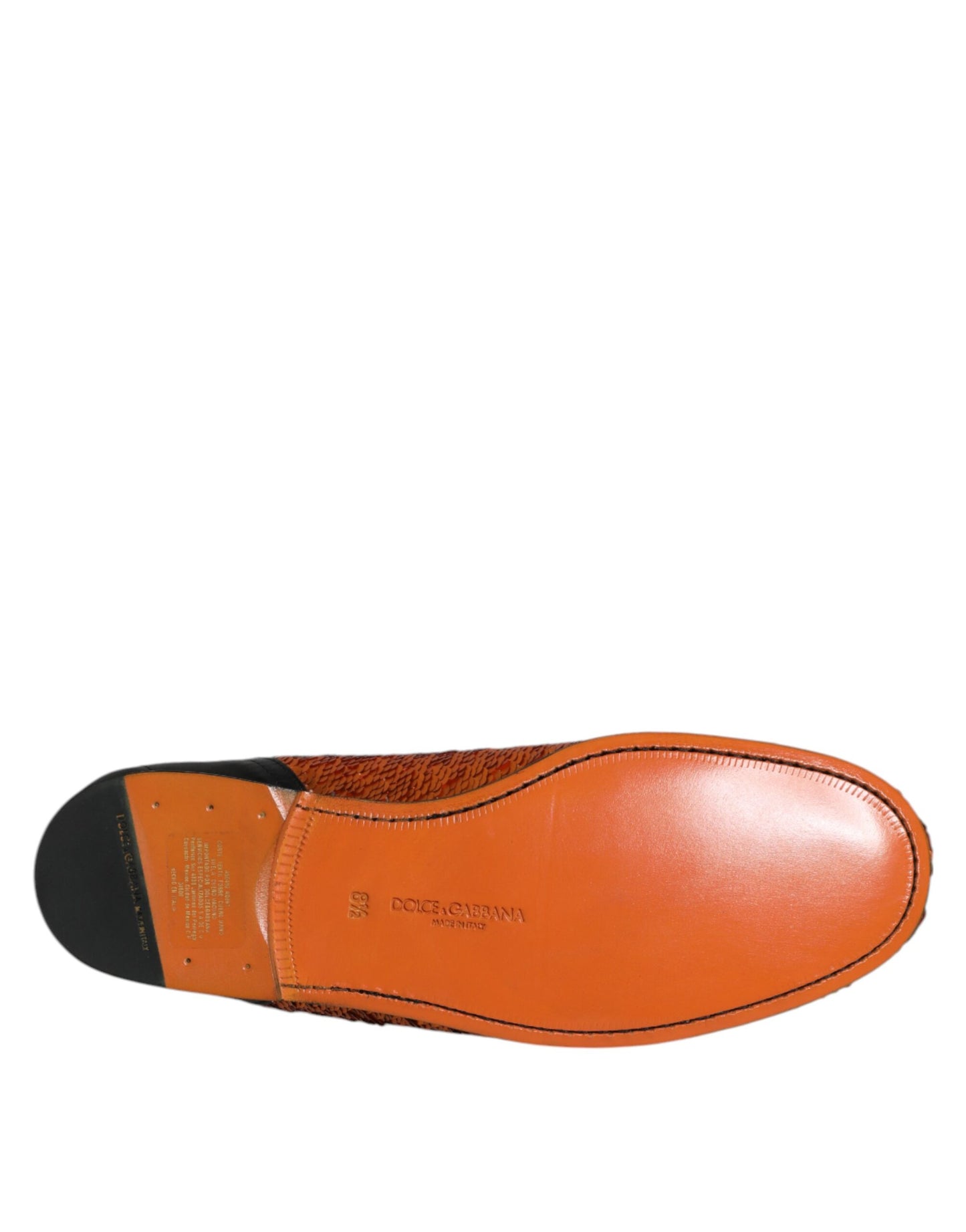 Dolce &amp; Gabbana Orange Pailletten verzierte Herren Loafer Schuhe