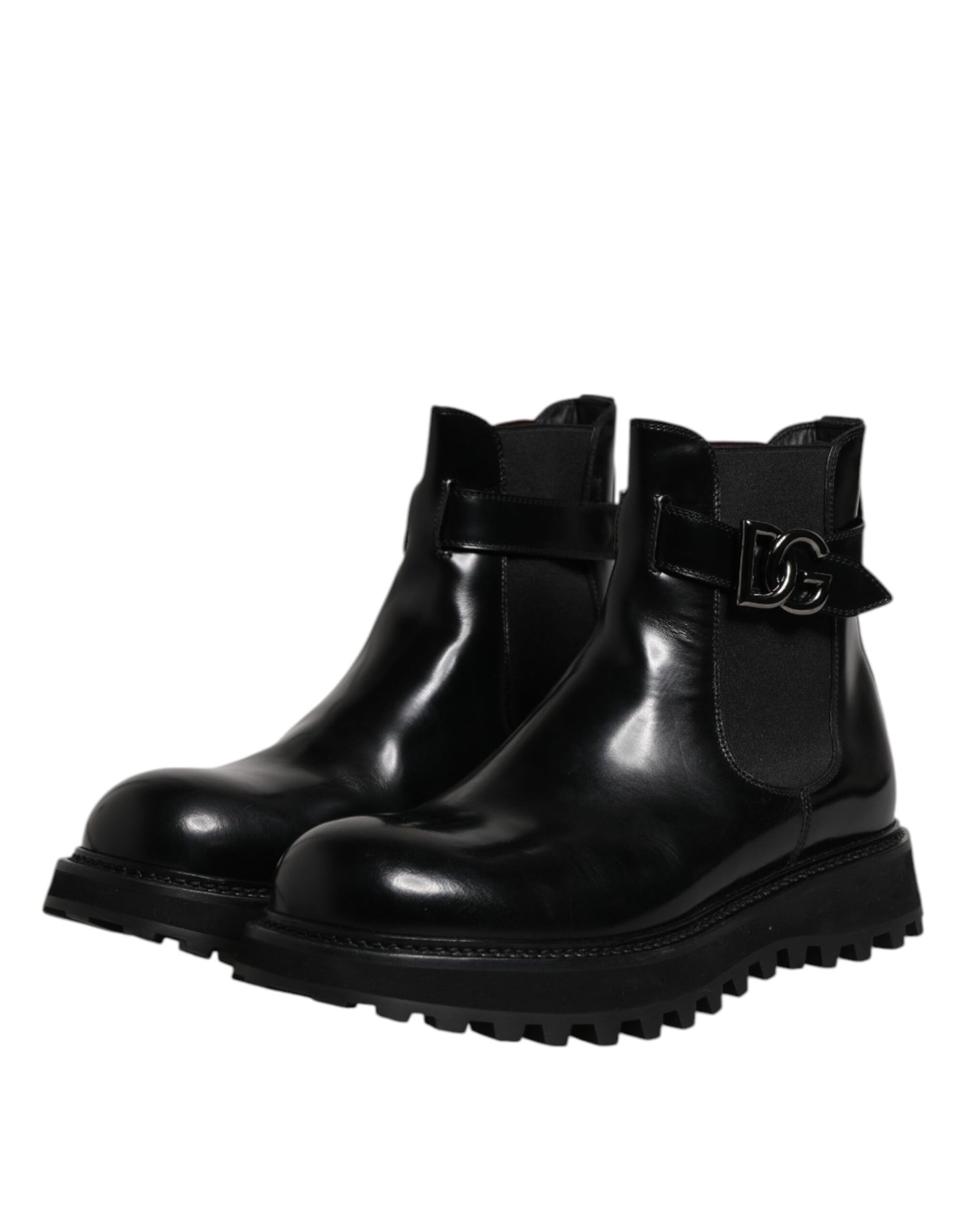 Dolce & Gabbana Black Belted DG Logo Men Chelsea Boots Shoes