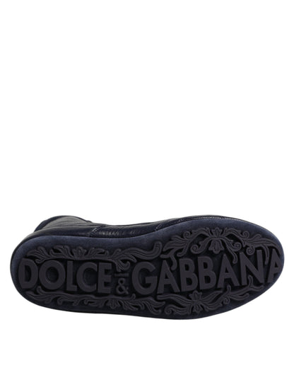 Dolce &amp; Gabbana Dunkelblaue Leder KING High Top Sneakers Schuhe