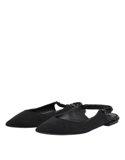 حذاء دولتشي آند غابانا الأسود الكريستالي ذو الكعب المفتوح