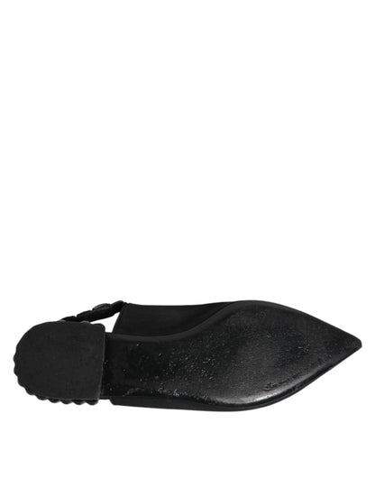 حذاء دولتشي آند غابانا الأسود الكريستالي ذو الكعب المفتوح