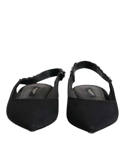 حذاء دولتشي آند غابانا الأسود الكريستالي ذو الكعب المفتوح