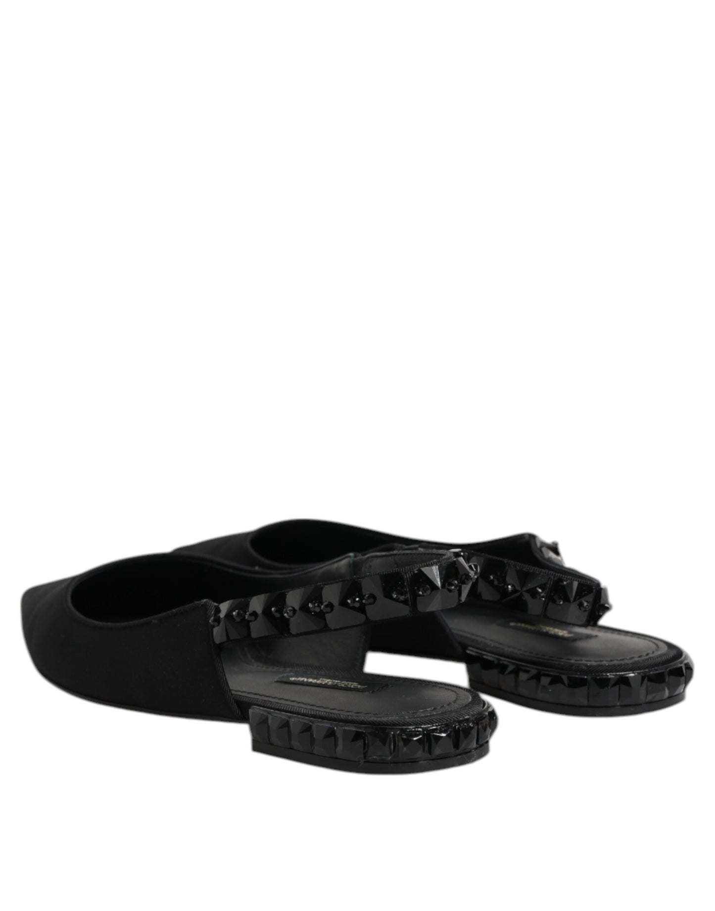 حذاء دولتشي آند غابانا الأسود الكريستالي ذو الكعب المفتوح