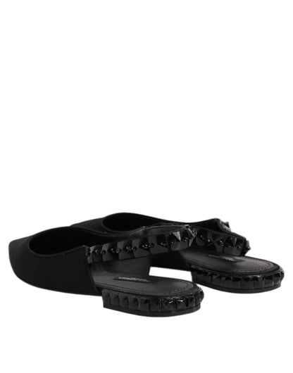 حذاء دولتشي آند غابانا الأسود الكريستالي ذو الكعب المفتوح