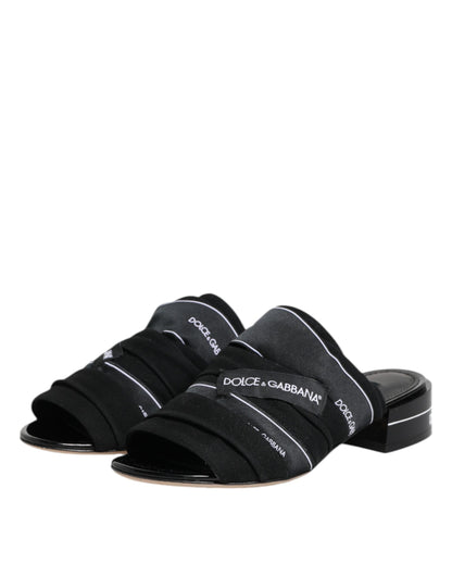 Dolce &amp; Gabbana – Schwarze Slipper-Sandalen