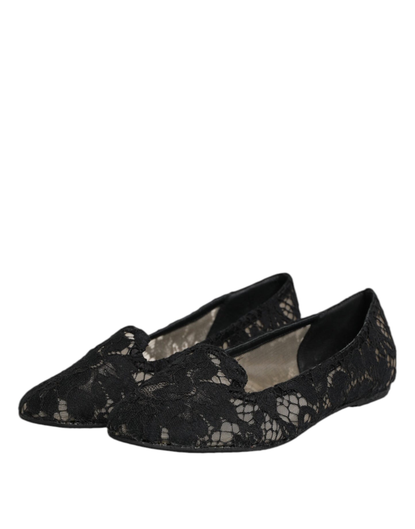 Dolce &amp; Gabbana – Schwarze Taormina-Schlupfschuhe mit Spitze
