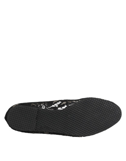 Dolce &amp; Gabbana – Schwarze Taormina-Schlupfschuhe mit Spitze