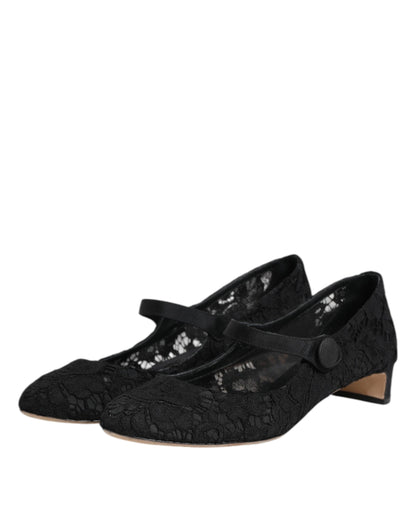 Dolce &amp; Gabbana – Schwarze Pumps „Vally Taormina“ mit Blumenspitze