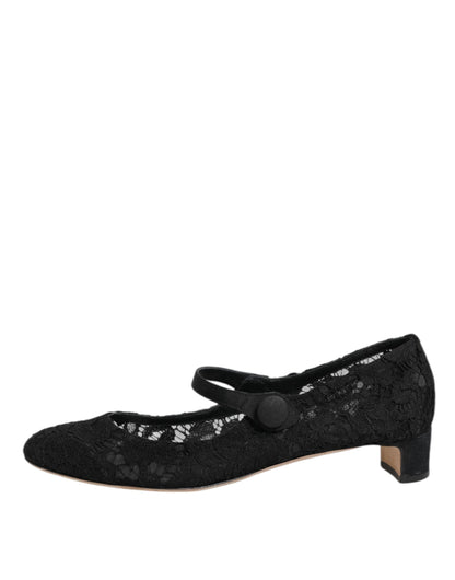 Dolce &amp; Gabbana – Schwarze Pumps „Vally Taormina“ mit Blumenspitze