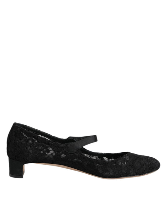 Dolce &amp; Gabbana – Schwarze Pumps „Vally Taormina“ mit Blumenspitze