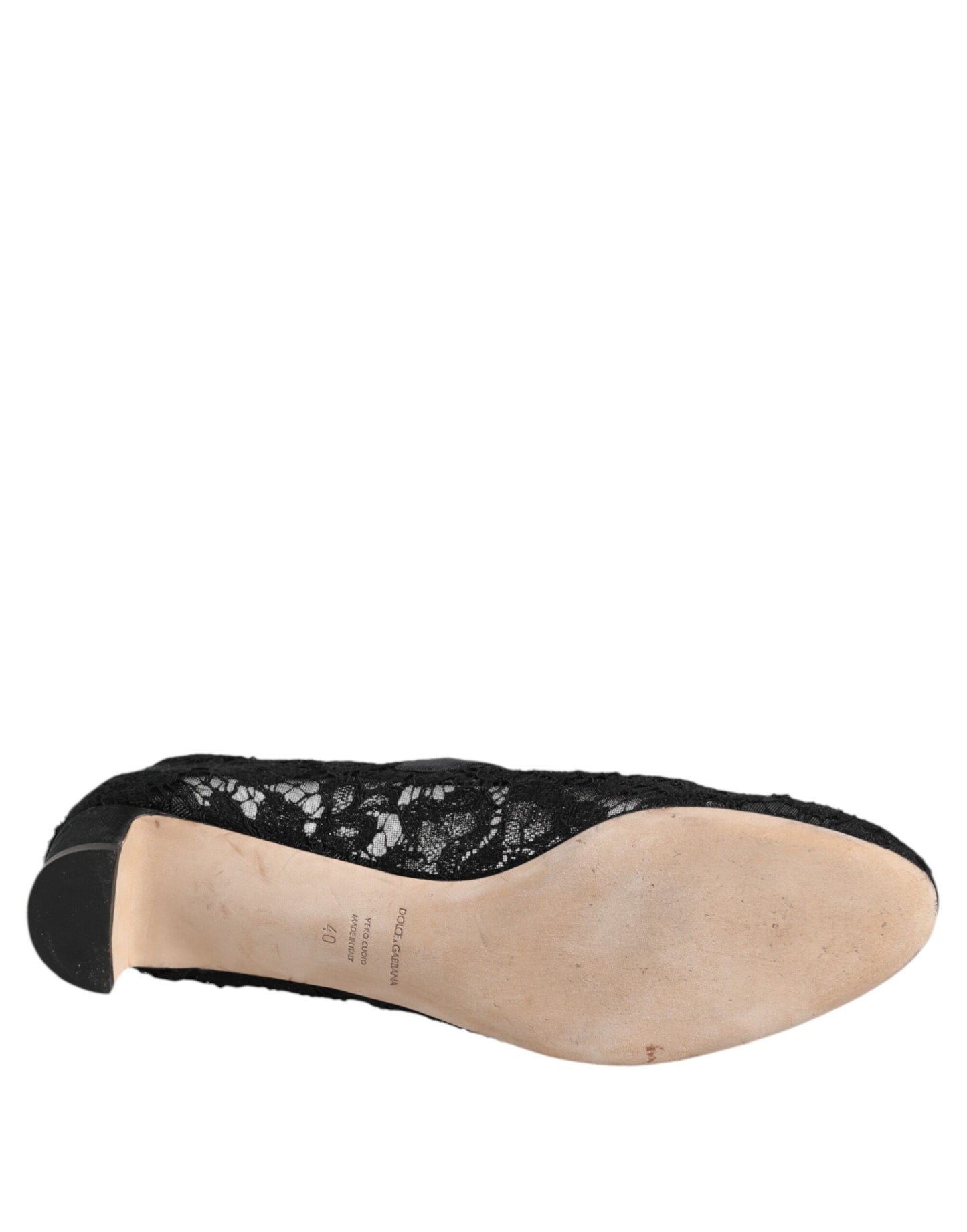 Dolce &amp; Gabbana – Schwarze Pumps „Vally Taormina“ mit Blumenspitze