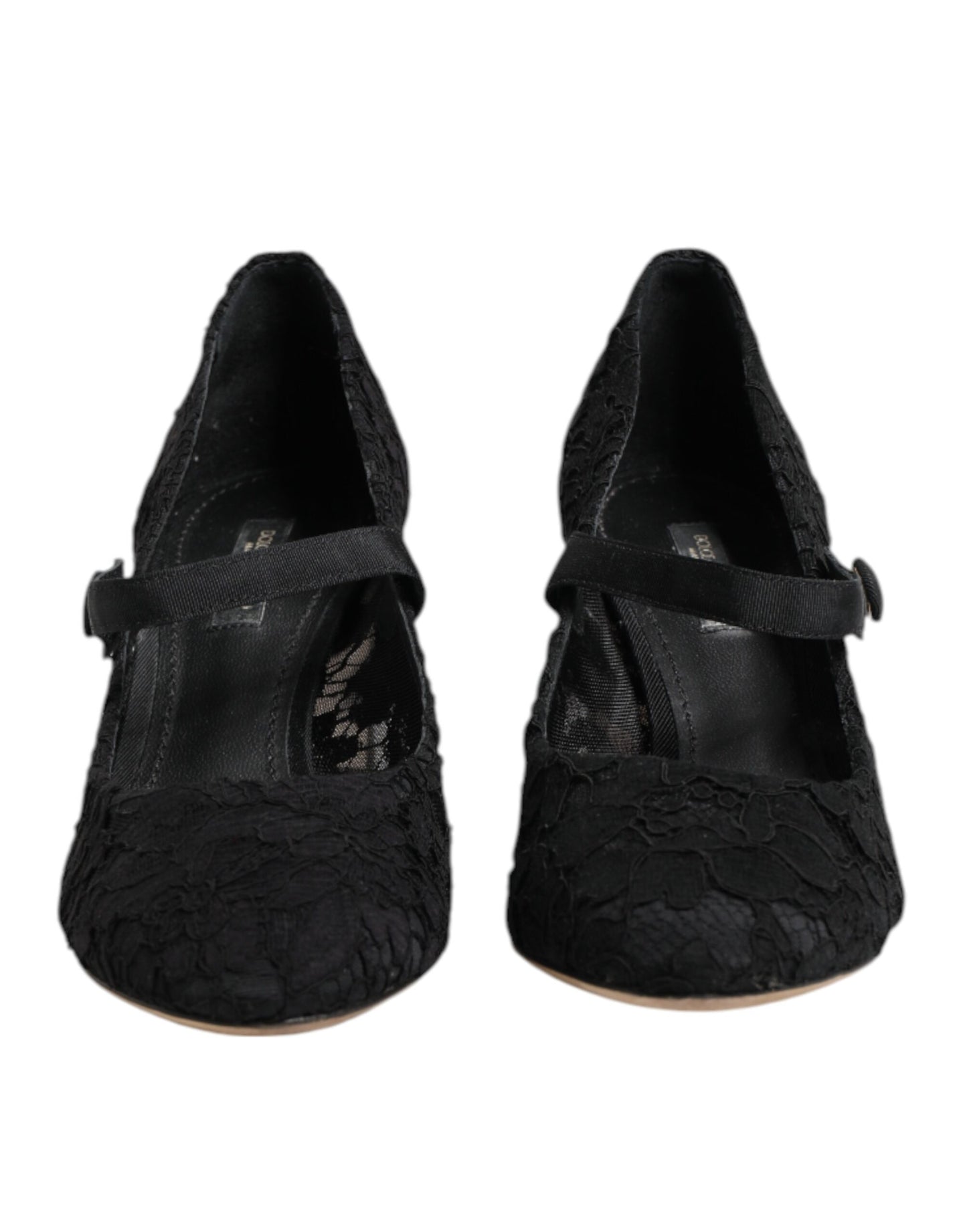 Dolce &amp; Gabbana – Schwarze Mary Jane-Pumps mit Spitze von Taormina